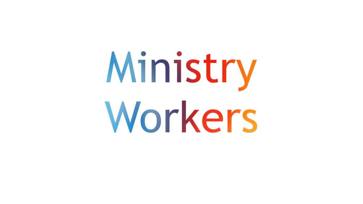 Ministry workers gathered for formation and learning. Replace with final image description.